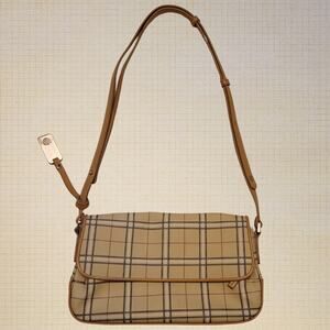 Liz Claiborne Vintage Beige Patterned Purse 90s Y2K Fox Leather Bag